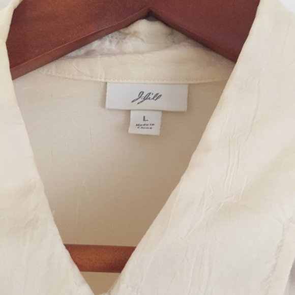 J.Jill Embroidered Button Front Ivory Blouse, Large - Picture 4 of 4